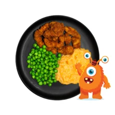 Kiddies - Chicken Strips with Carrot and Potato Mash with Peas