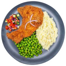 Crumbed Pork Chop with Mash and Peas
